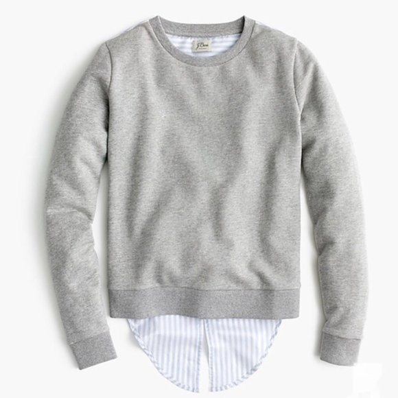 J. Crew Tops - J Crew Tie Back Grey & Oxford Stripe Sweatshirt